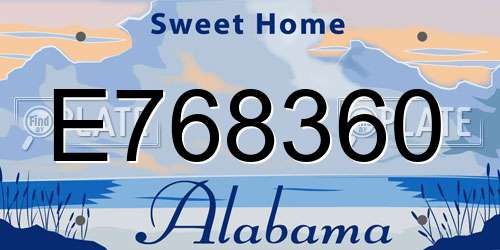 E768360 Alabama License Plate