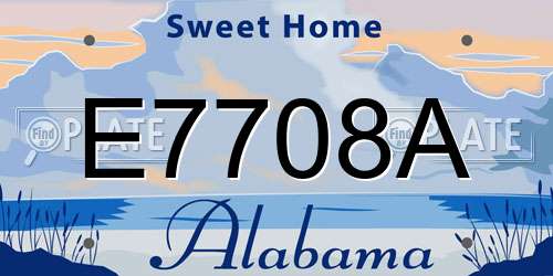 E7708A Alabama License Plate