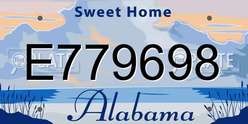 E779698 Alabama License Plate