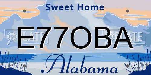 E77OBA Alabama License Plate
