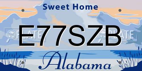 E77SZB Alabama License Plate