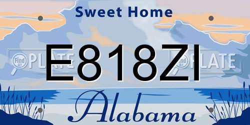 E818ZI Alabama License Plate