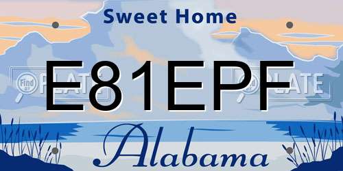 E81EPF Alabama License Plate