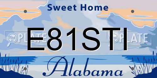 E81STI Alabama License Plate