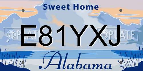 E81YXJ Alabama License Plate