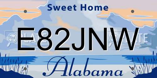 E82JNW Alabama License Plate