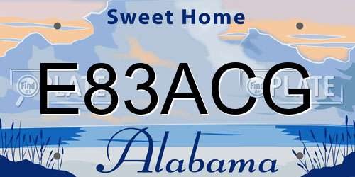 E83ACG Alabama License Plate