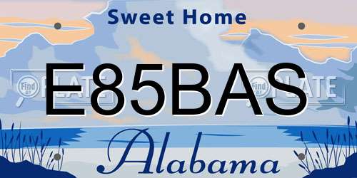 E85BAS Alabama License Plate
