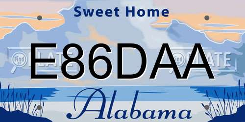 E86DAA Alabama License Plate