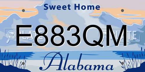 E883QM Alabama License Plate