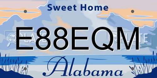 E88EQM Alabama License Plate