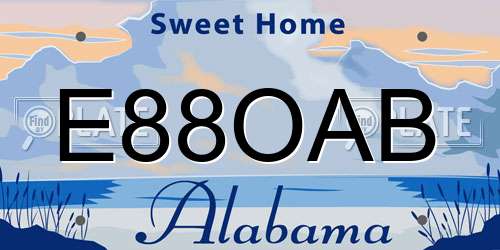 E88OAB Alabama License Plate