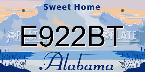 E922BT Alabama License Plate