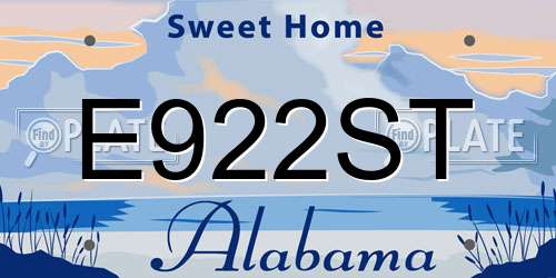 E922ST Alabama License Plate