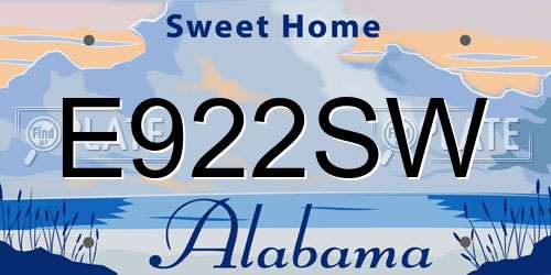 E922SW Alabama License Plate