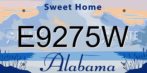 E9275W Alabama License Plate