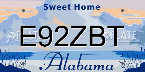 E92ZBT Alabama License Plate
