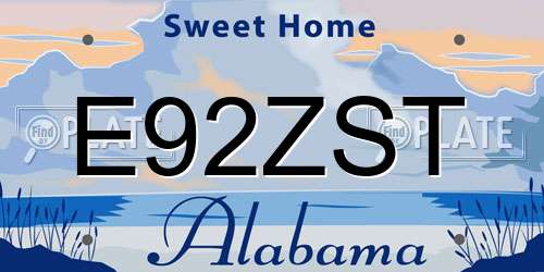 E92ZST Alabama License Plate