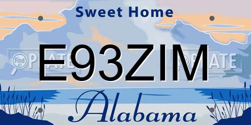 E93ZIM Alabama License Plate