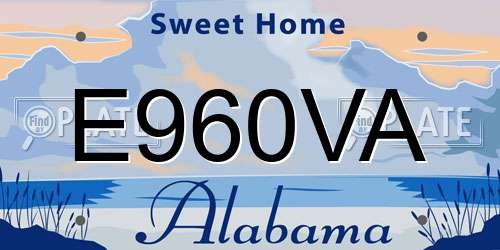 E960VA Alabama License Plate