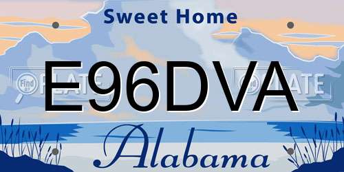 E96DVA Alabama License Plate
