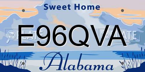 E96QVA Alabama License Plate