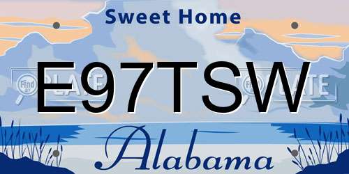 E97TSW Alabama License Plate