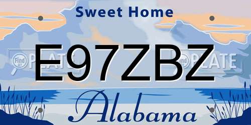 E97ZBZ Alabama License Plate