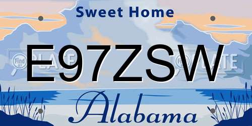 E97ZSW Alabama License Plate