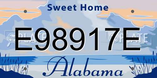 E98917E Alabama License Plate