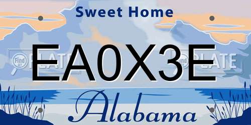 EA0X3E Alabama License Plate