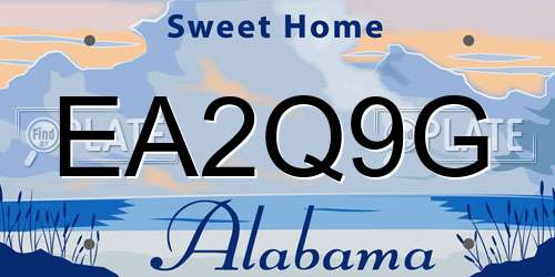 EA2Q9G Alabama License Plate