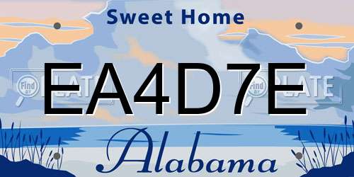 EA4D7E Alabama License Plate