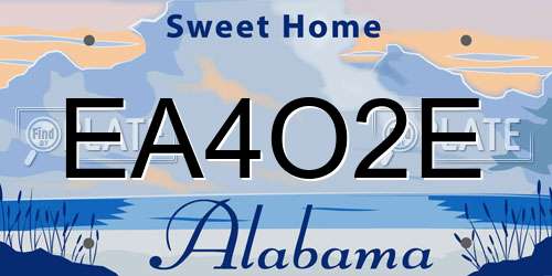EA4O2E Alabama License Plate