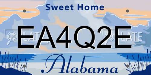 EA4Q2E Alabama License Plate