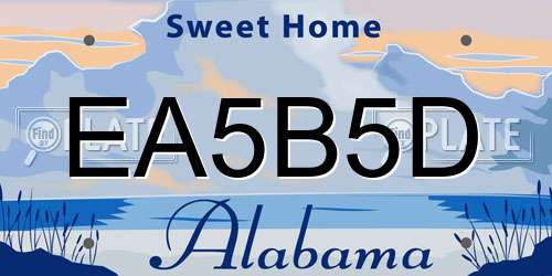 EA5B5D Alabama License Plate