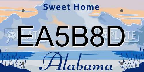 EA5B8D Alabama License Plate