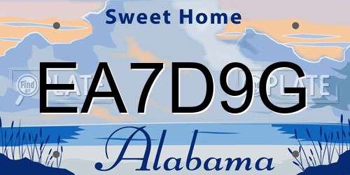 EA7D9G Alabama License Plate