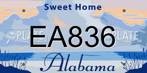 EA836 Alabama License Plate
