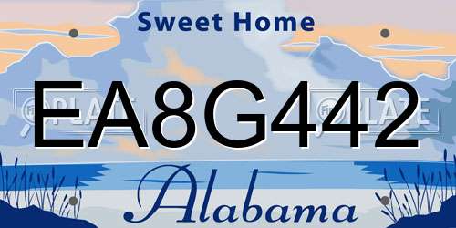 EA8G442 Alabama License Plate