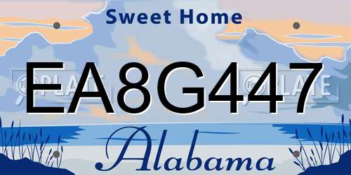 EA8G447 Alabama License Plate