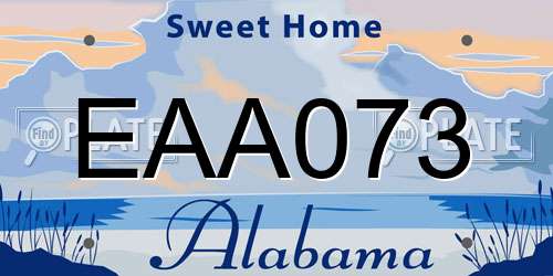 EAA073 Alabama License Plate