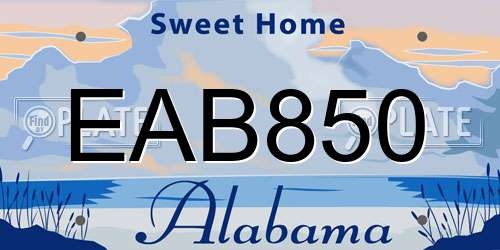 EAB850 Alabama License Plate