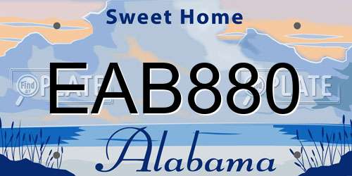 EAB880 Alabama License Plate