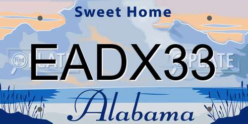 EADX33 Alabama License Plate