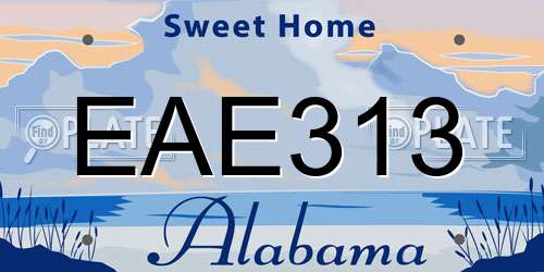 EAE313 Alabama License Plate