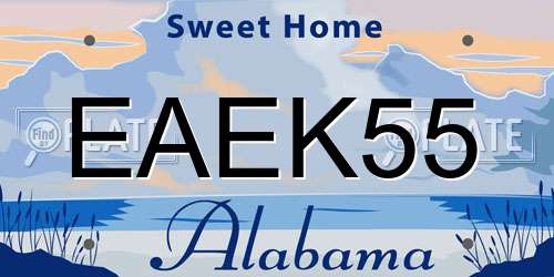 EAEK55 Alabama License Plate