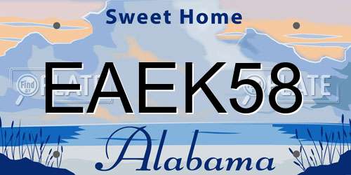 EAEK58 Alabama License Plate