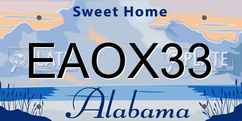 EAOX33 Alabama License Plate