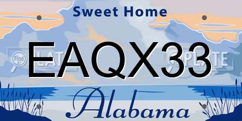 EAQX33 Alabama License Plate